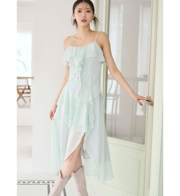 MERCURYDUO「ラッフルティアードキャミワンピース」|ワンピース|