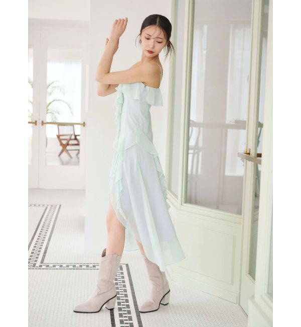 MERCURYDUO「ラッフルティアードキャミワンピース」|ワンピース|