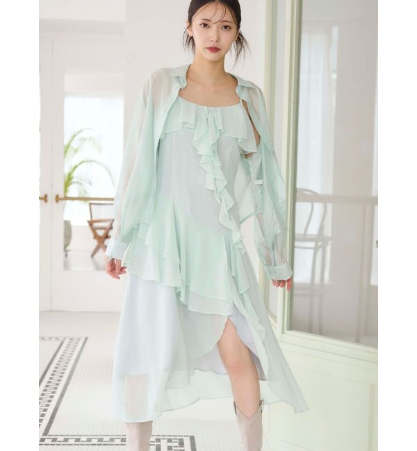 MERCURYDUO「ラッフルティアードキャミワンピース」|ワンピース|