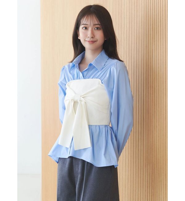 MERCURYDUO「ビスチェドッキングシャツ」|シャツ・ブラウス|ブルー