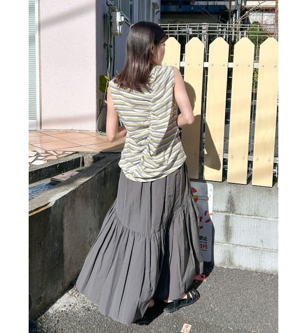 Ungrid「ギャザーデザインマルチボーダータンクトップ」|タンクトップ|