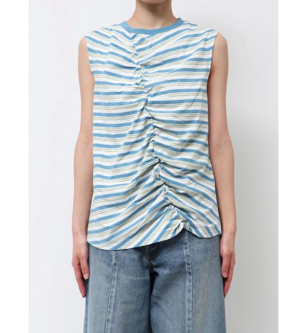 Ungrid「ギャザーデザインマルチボーダータンクトップ」|タンクトップ|