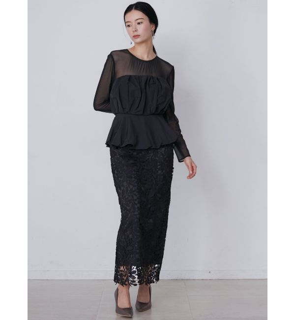 LAGUNAMOON「LADYフォルムペプラムレースドレス」|ドレス|