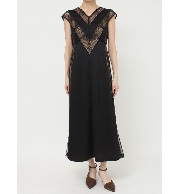 LAGUNAMOON「LADYVネックパネルレースワンピース」|ドレス|