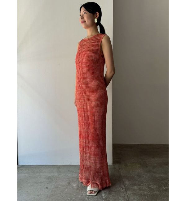 LAGUNAMOON「メッシュフリンジニットワンピース」|ワンピース|