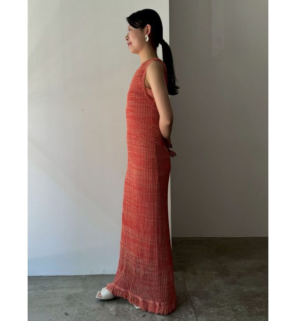 LAGUNAMOON「メッシュフリンジニットワンピース」|ワンピース|