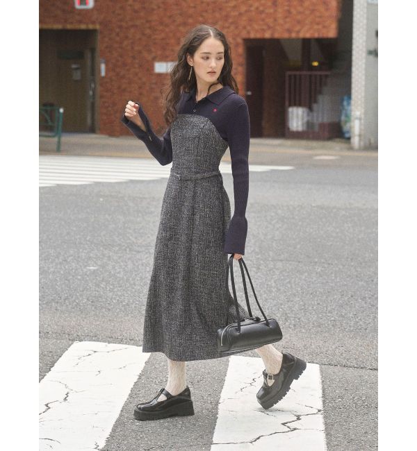 LAGUNAMOON「【POLO BCSコラボ】カラーネックニットドッキングワンピース」|ワンピース|ネイビー