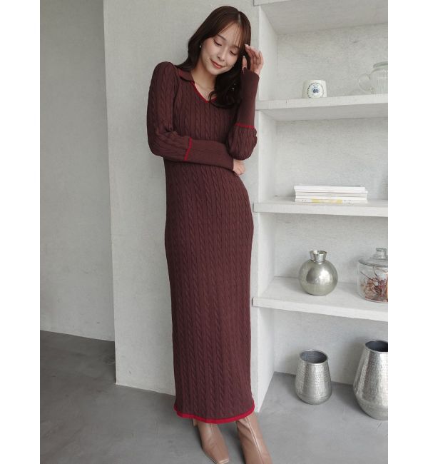 LAGUNAMOON「【POLO BCSコラボ】ケーブルラインニットワンピース」|ワンピース|