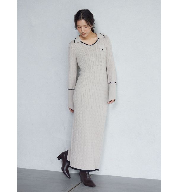 LAGUNAMOON「【POLO BCSコラボ】ケーブルラインニットワンピース」|ワンピース|ベージュ