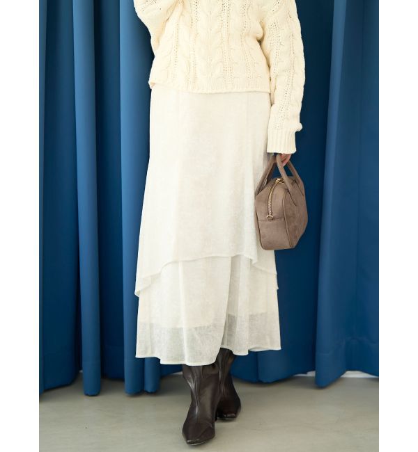 LAGUNAMOON「シアーベロアティアードスカート」|スカート|アイボリー