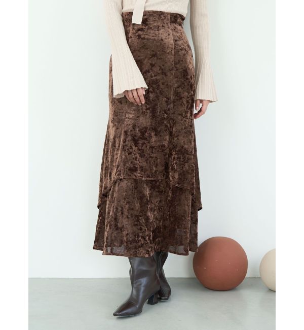 LAGUNAMOON「シアーベロアティアードスカート」|スカート|ブラウン