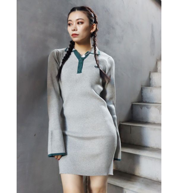 EVRIS「ワンポイントシャツミニニットワンピース」|ワンピース|