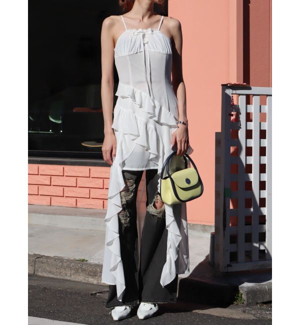 EVRIS「ギャザーアシンメトリーロングワンピース」|ワンピース|