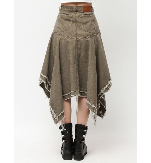 EVRIS「ランダムヘムミディーデニムスカート」|スカート|