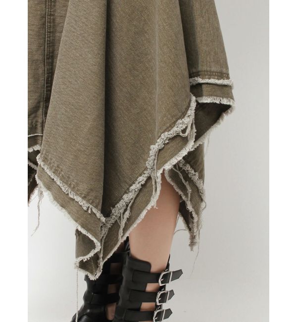 EVRIS「ランダムヘムミディーデニムスカート」|スカート|