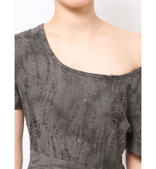 EVRIS「スクエアネックラメカットロングワンピース」|ワンピース|