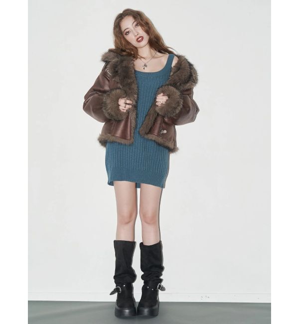 EVRIS「【SNSでバズり中】リバーシブルフェイクファーブルゾン」|ブルゾン・スタジャン|