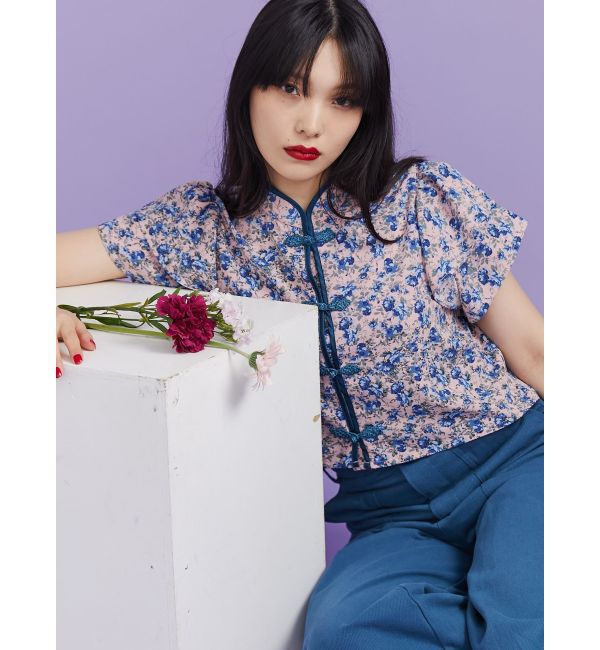 jouetie「ハーフスリーブショルダーフリルショートチャイナシャツ」|シャツ・ブラウス|