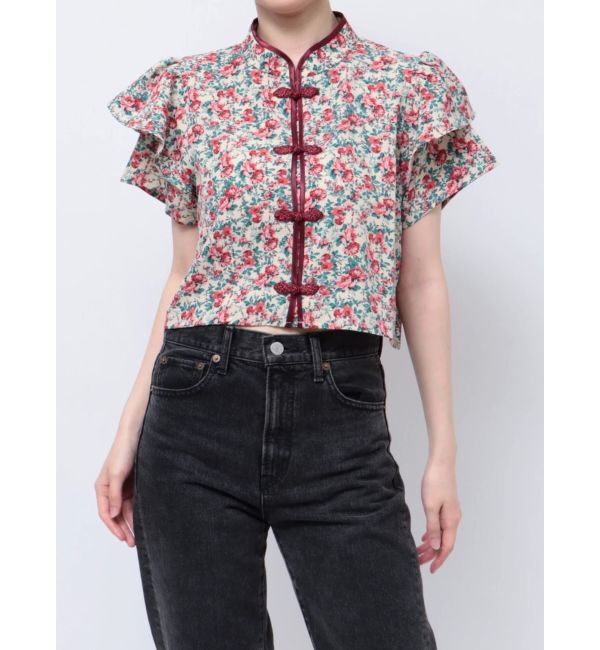 jouetie「ハーフスリーブショルダーフリルショートチャイナシャツ」|シャツ・ブラウス|