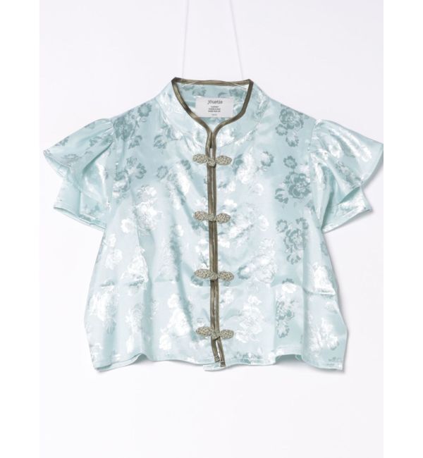 jouetie「ハーフスリーブショルダーフリルショートチャイナシャツ」|シャツ・ブラウス|アイスブルー