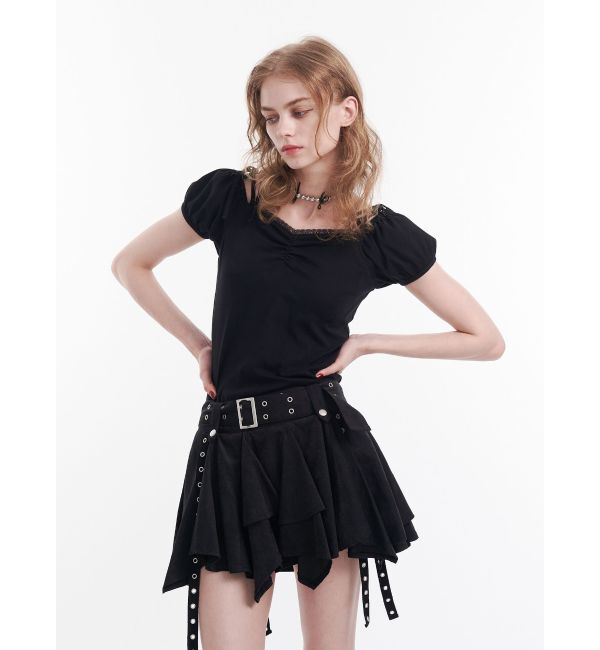 jouetie「レースドッキングリボントップス」|Tシャツ・カットソー|ブラック