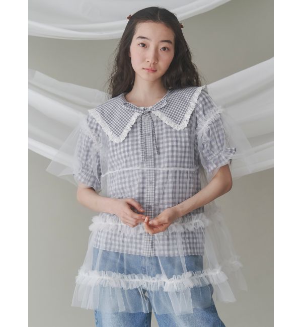 merry jenny「ギンガムリボンブラウス」|シャツ・ブラウス|