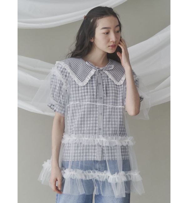 merry jenny「ギンガムリボンブラウス」|シャツ・ブラウス|