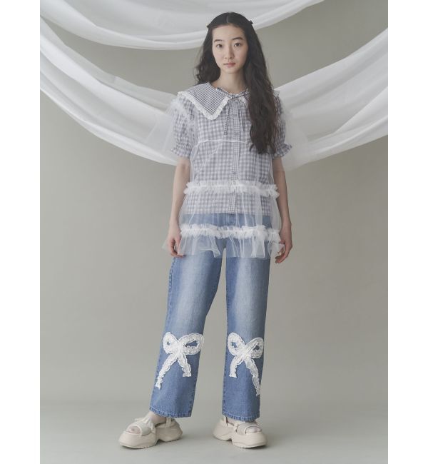 merry jenny「ギンガムリボンブラウス」|シャツ・ブラウス|