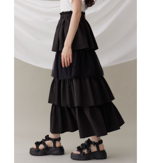 merry jenny「チュールドッキングティアードスカート」|スカート|ブラック