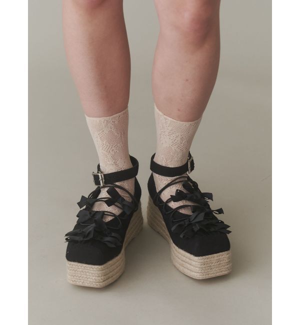 merry jenny「ribbon balletジュートウェッジサンダル」|サンダル|