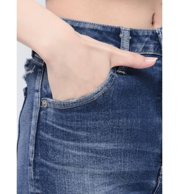 GYDA「ハイウエスト PEEPダメージスキニーデニムパンツ」|デニム|