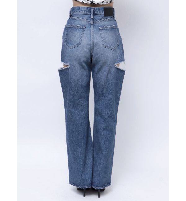 GYDA「【TINY】ハイウエストBOTH SIDE RIPPEDストレートワイドデニムパンツ」|デニム|