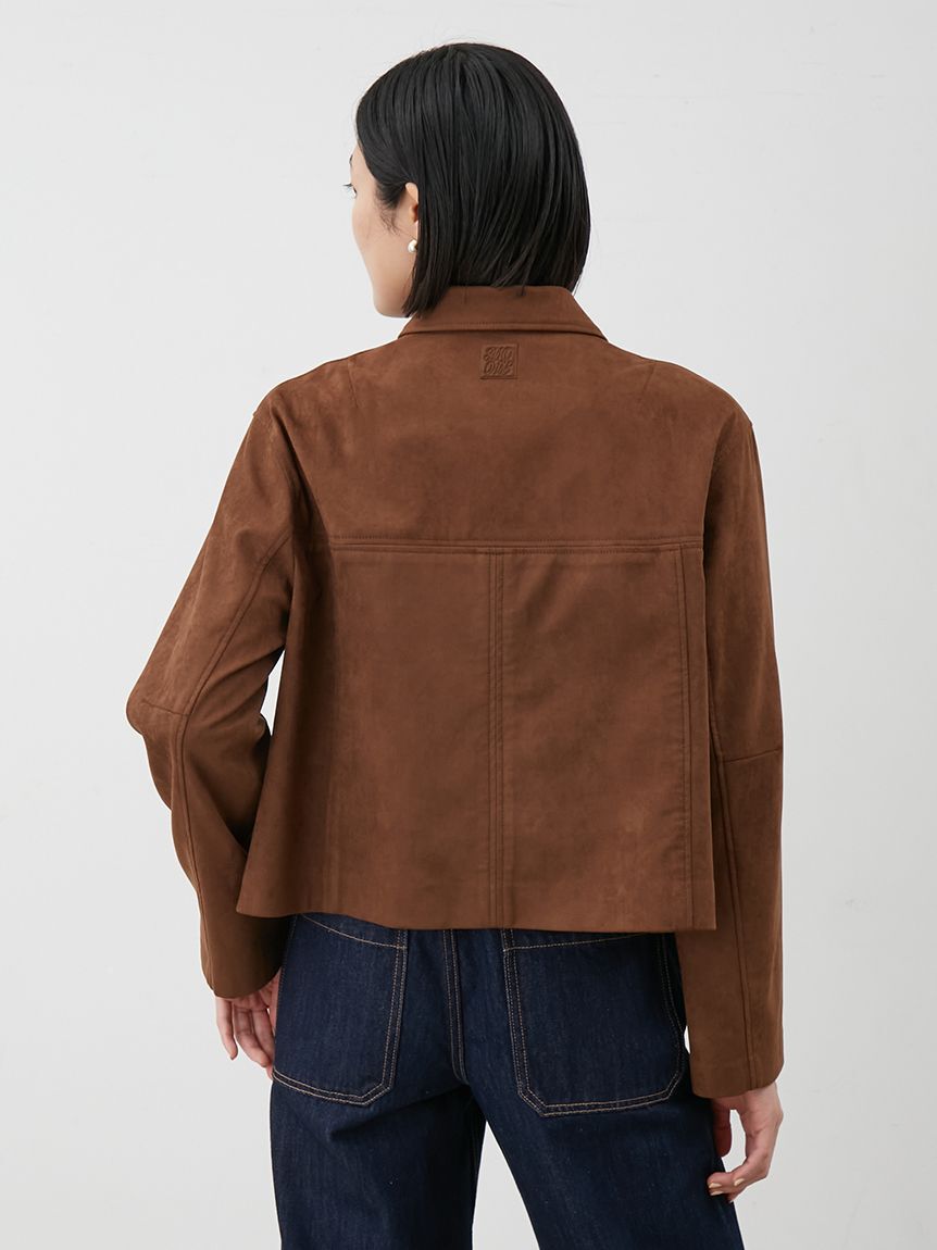 Mila Owen「ショート丈ステンカラーリサイクルスウェードブルゾン」|ブルゾン・スタジャン|