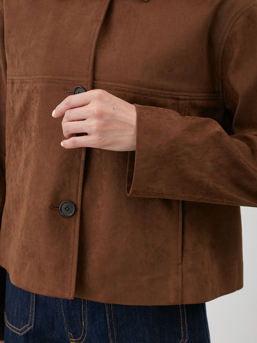 Mila Owen「ショート丈ステンカラーリサイクルスウェードブルゾン」|ブルゾン・スタジャン|