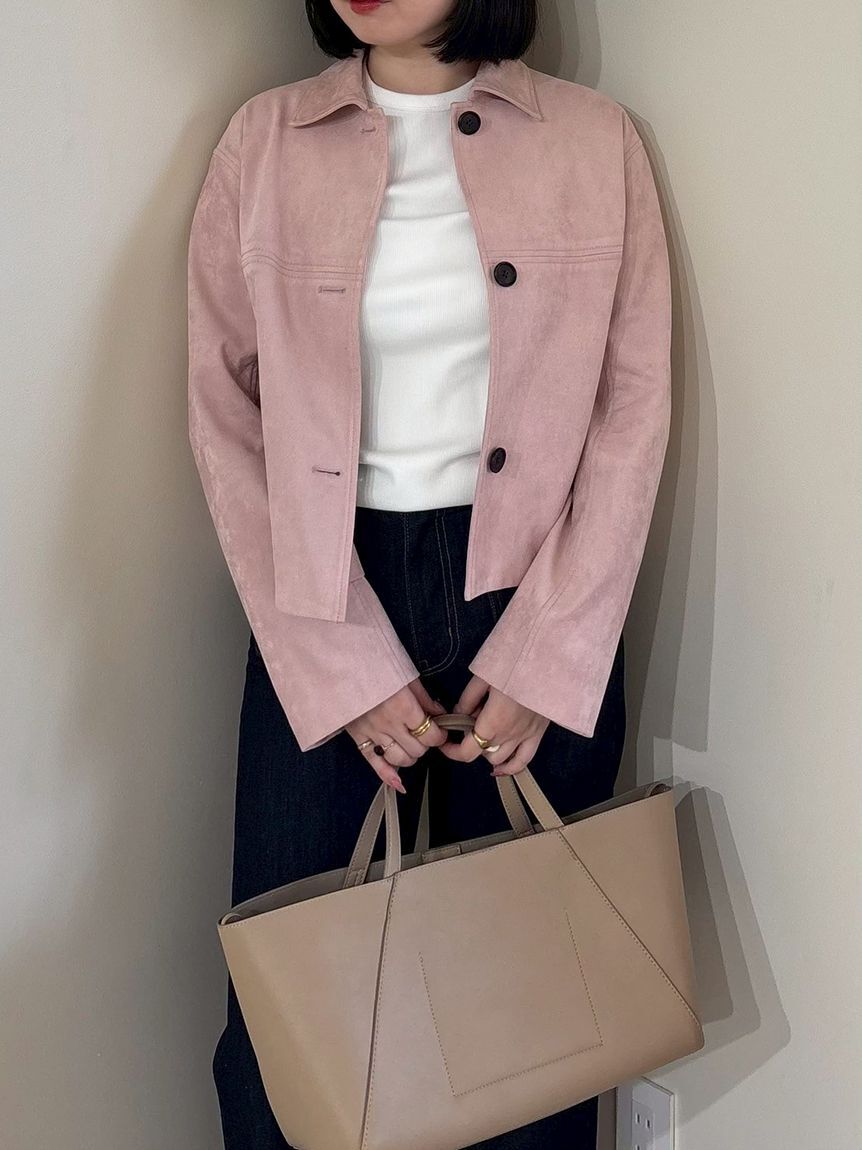 Mila Owen「ショート丈ステンカラーリサイクルスウェードブルゾン」|ブルゾン・スタジャン|