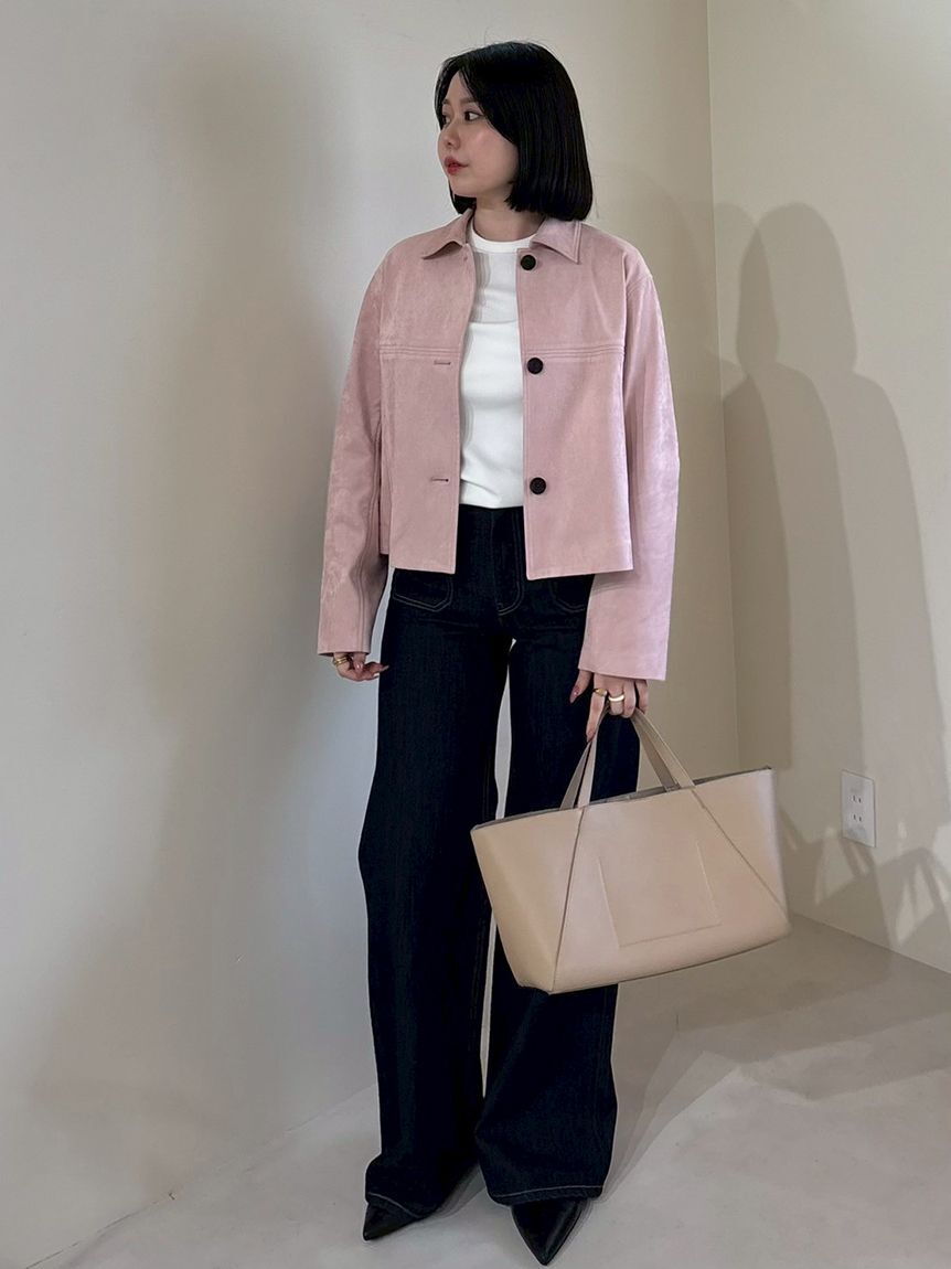 Mila Owen「ショート丈ステンカラーリサイクルスウェードブルゾン」|ブルゾン・スタジャン|