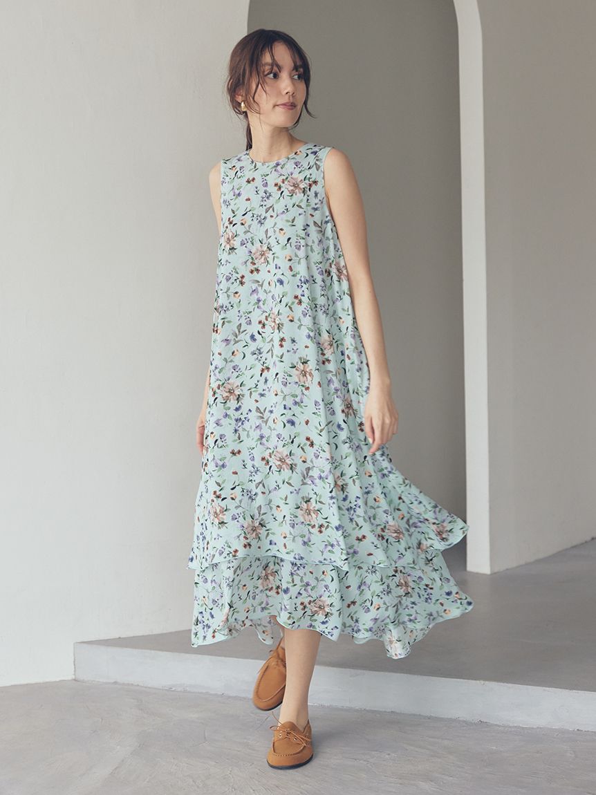 Mila Owen「フラワープリントヘムレイヤードワンピース」|ワンピース|
