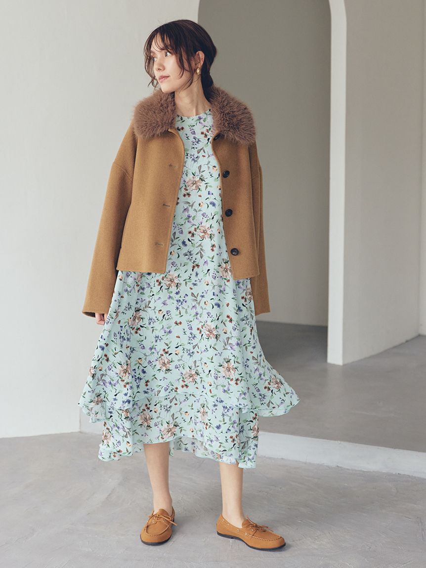 Mila Owen「フラワープリントヘムレイヤードワンピース」|ワンピース|