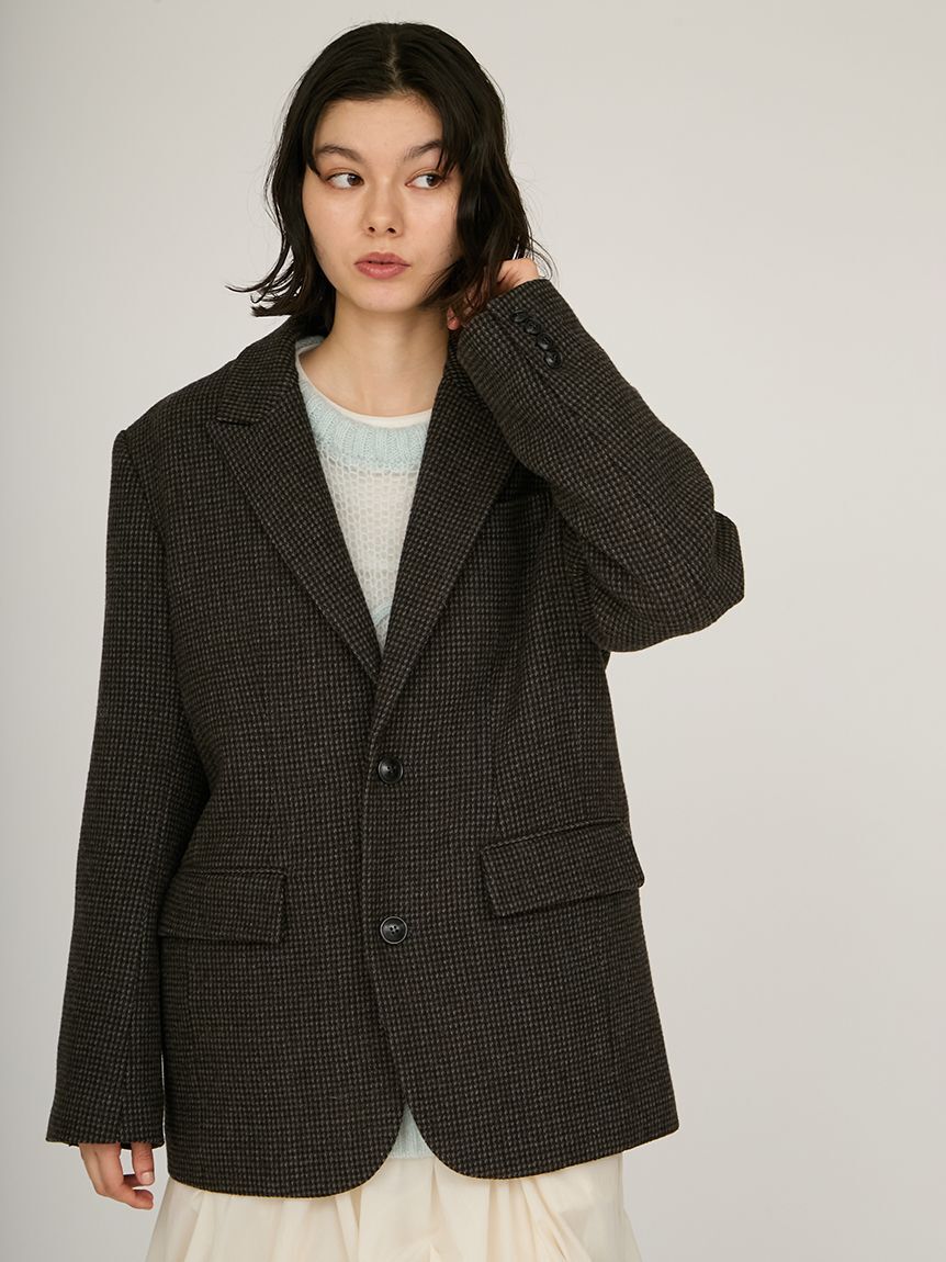 emmi atelier「ウールチェックジャケット」|テーラードジャケット|