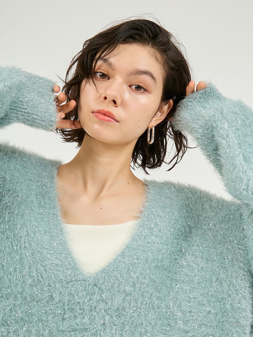 emmi atelier「フェザーラメニットプルオーバー」|ニット・セーター|