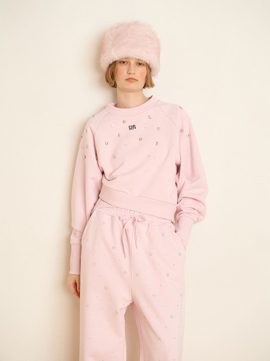 FURFUR「ビジュー付きロゴ刺繍スウェット」|スウェット・ジャージ|