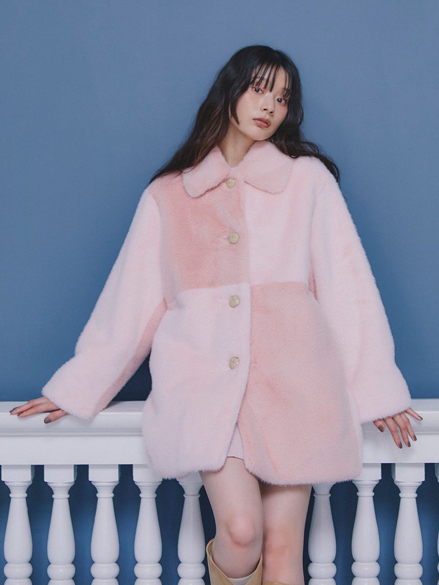 FURFUR「パッチワークエコファーミドルコート」|ステンカラーコート|