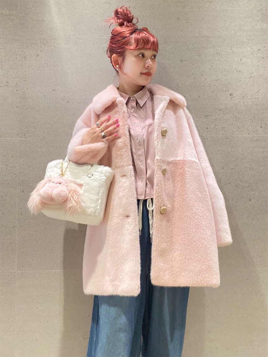 FURFUR「パッチワークエコファーミドルコート」|ステンカラーコート|