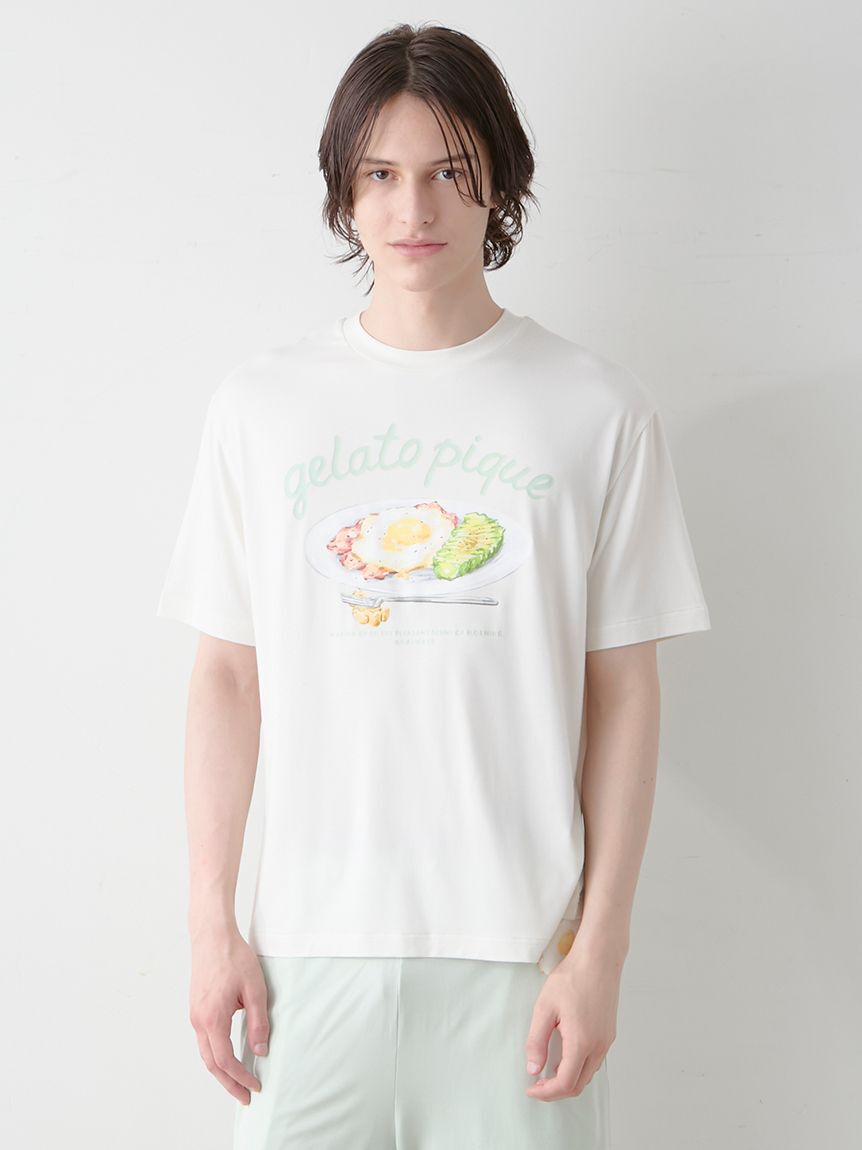 GELATO PIQUE HOMME「【HOMME】【接触冷感】サニーサイドエッグワンポイントTシャツ」|ルームウェア|