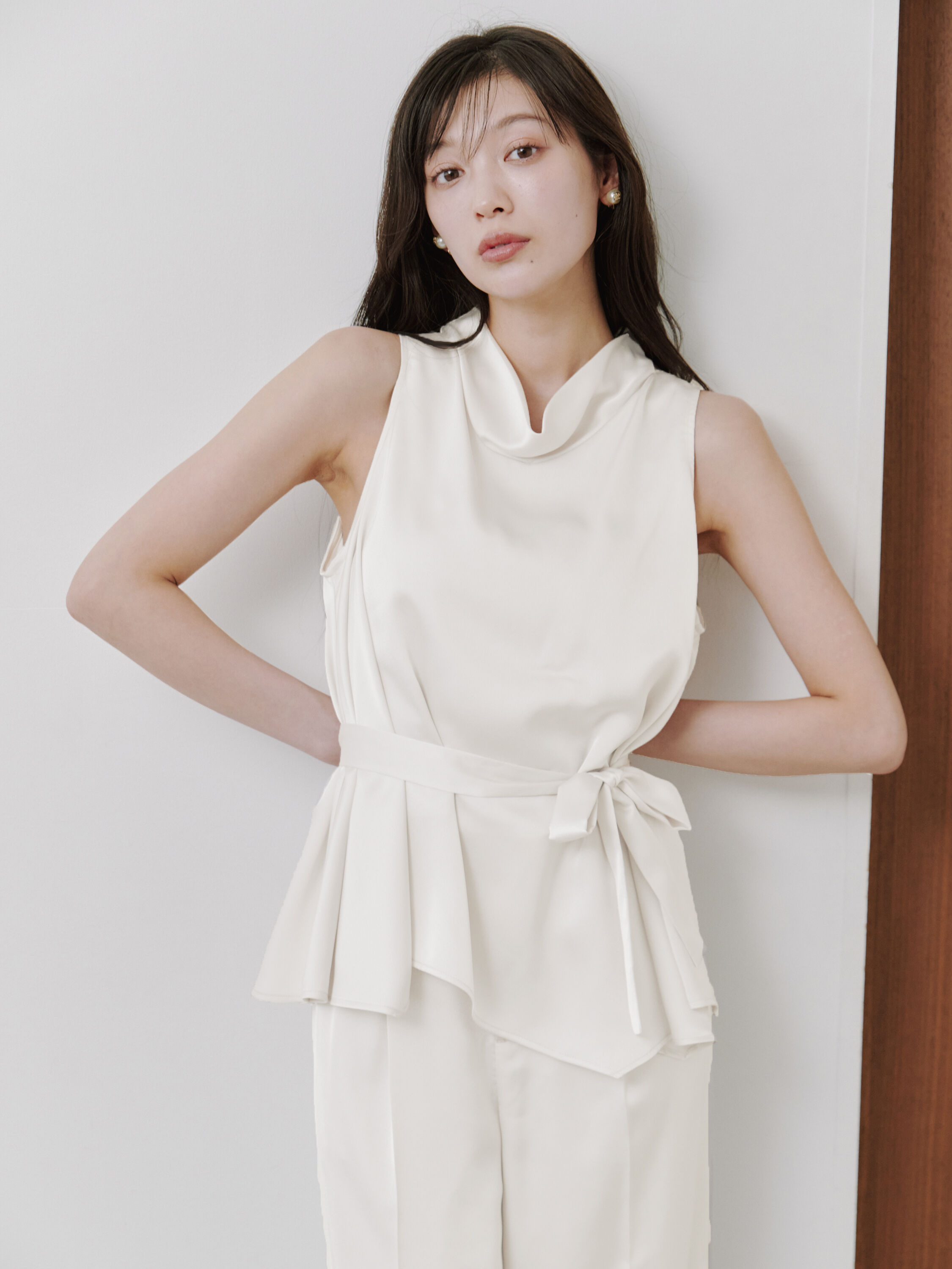 SNIDEL「タイ付きサテンチュニック」|チュニック|