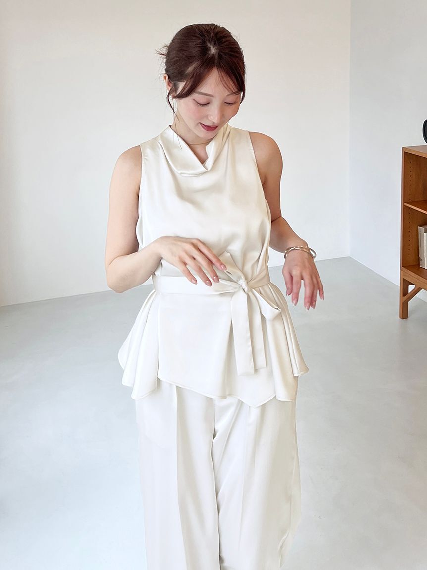 SNIDEL「タイ付きサテンチュニック」|チュニック|