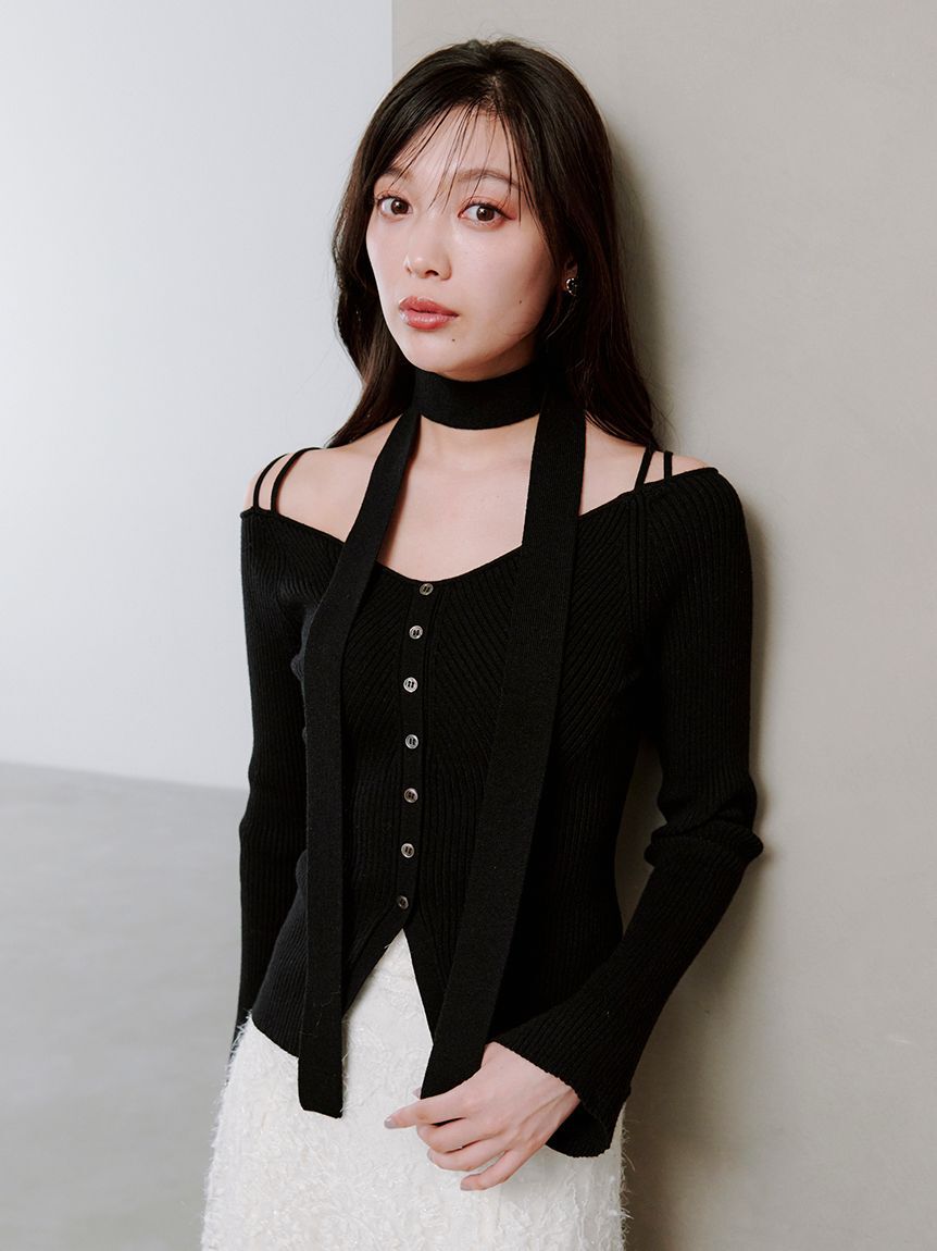 SNIDEL「タイ付きニットプルオーバー」|ニット・セーター|