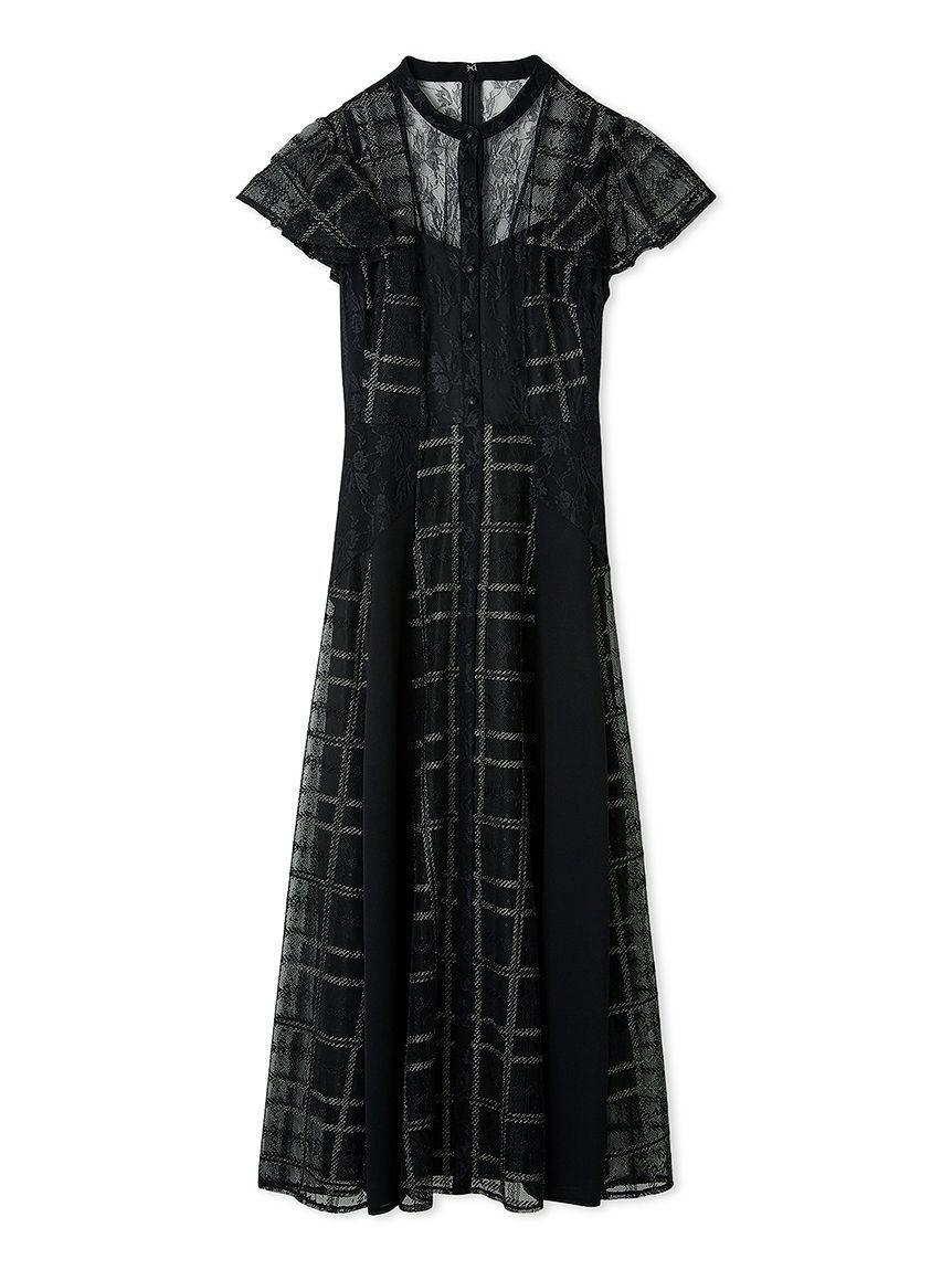 FRAY I.D「スイッチングチェックレースドレス」|ドレス|