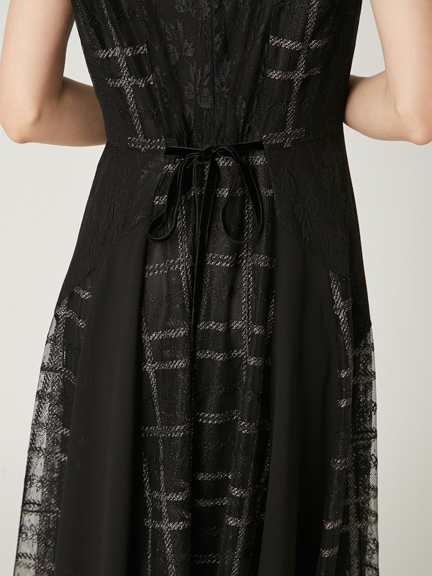 FRAY I.D「スイッチングチェックレースドレス」|ドレス|