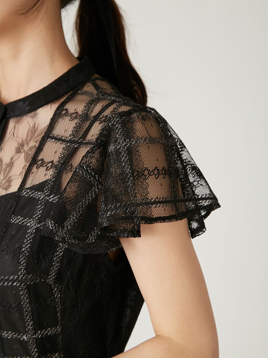 FRAY I.D「スイッチングチェックレースドレス」|ドレス|